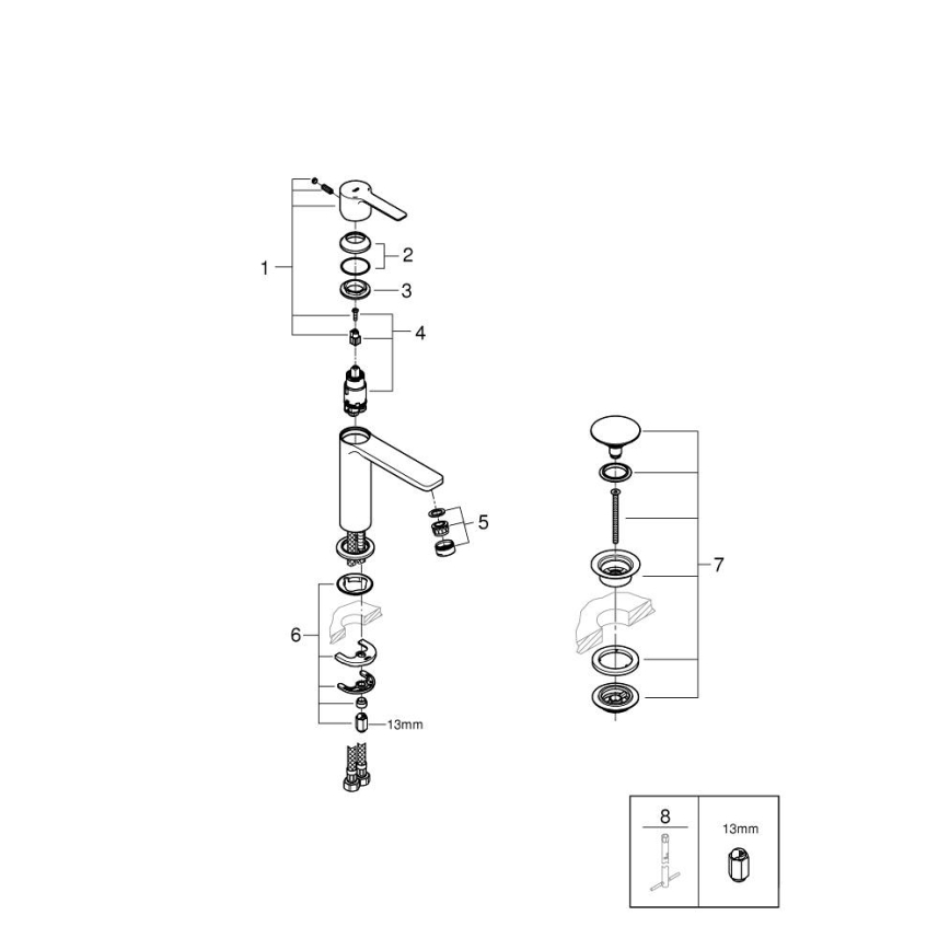 GROHE 23106AL1 - Wastafelmengkraan LINEARE maat S grafiet