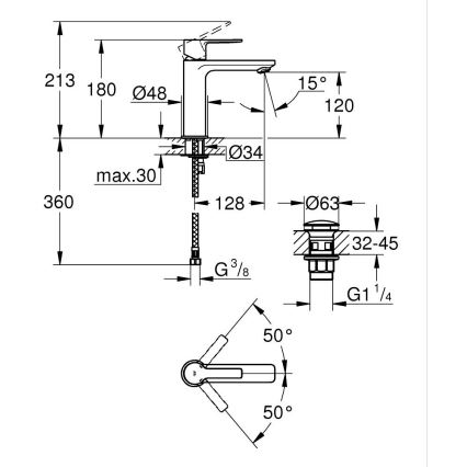 GROHE 23106AL1 - Wastafelmengkraan LINEARE maat S grafiet