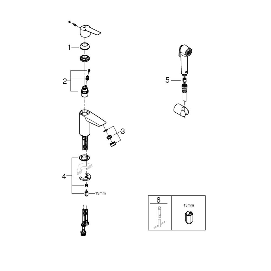 GROHE 23123003 - Wastafelmengkraan START 165 mm glanzend chroom