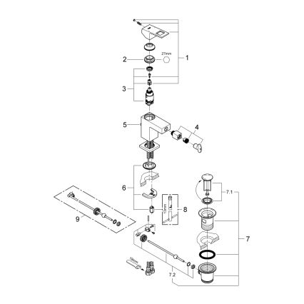 GROHE 23138000 - EUROCUBE bidetkraan, glanzend chroom