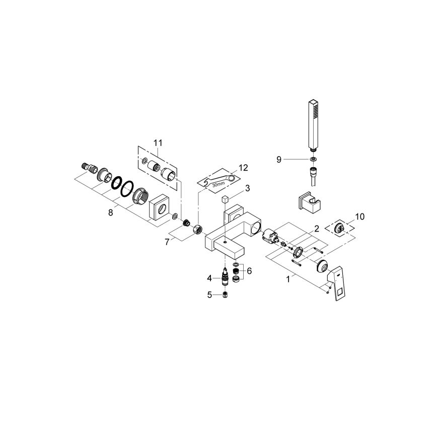 GROHE 23141000 - Badkraanset met EUROCUBE DN 15 badmengkraan, glanzend chroom
