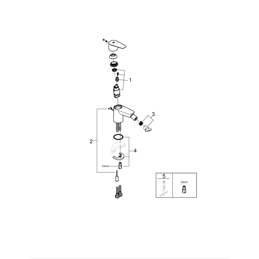 GROHE 23332001 - BAUEDGE bidetkraan, maat S, glanzend chroom