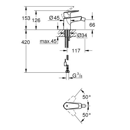 GROHE 23332001 - BAUEDGE bidetkraan, maat S, glanzend chroom