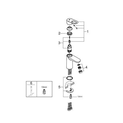 GROHE 23337000 - Wastafelmengkraan BAULOOP DN 15 glanzend chroom