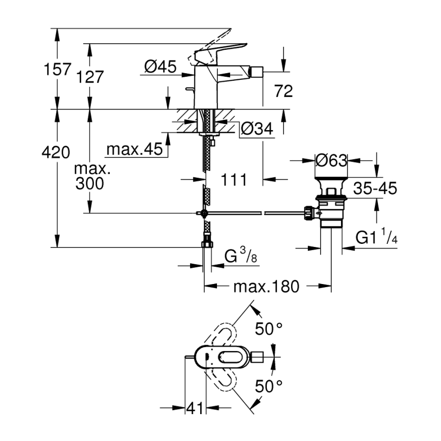 GROHE 23338000 - Bidetmengkraan BAULOOP glanzend chroom
