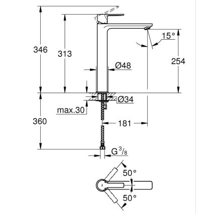 GROHE 23405AL1 - Wastafelkraan LINEARE maat XL grafiet