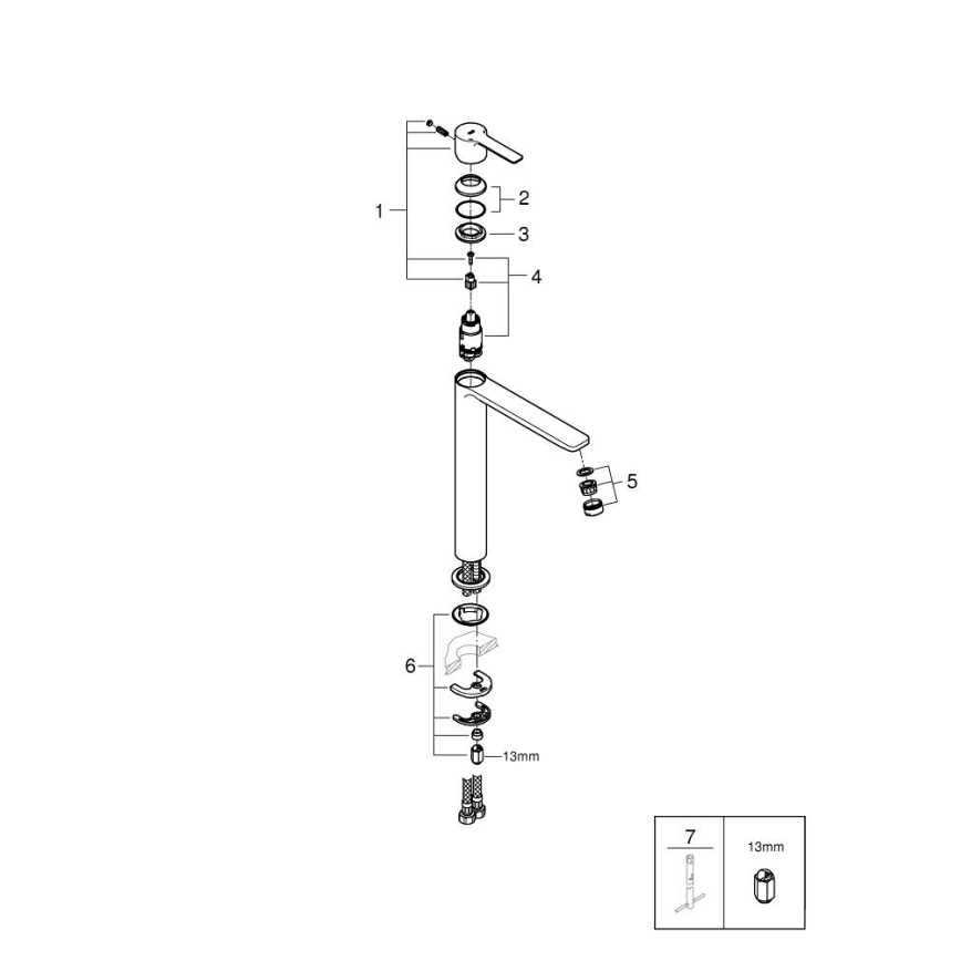 GROHE 23405DC1 - Wastafelkraan LINEARE DN 15 RVS