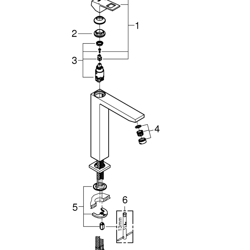 GROHE 23406000 - Wastafelkraan EUROCUBE, XL-formaat, glanzend chroom