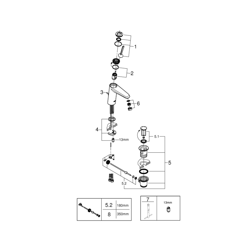 GROHE 23427000 - Wastafelmengkraan EURODISC JOY DN 15, maat M, glanzend chroom