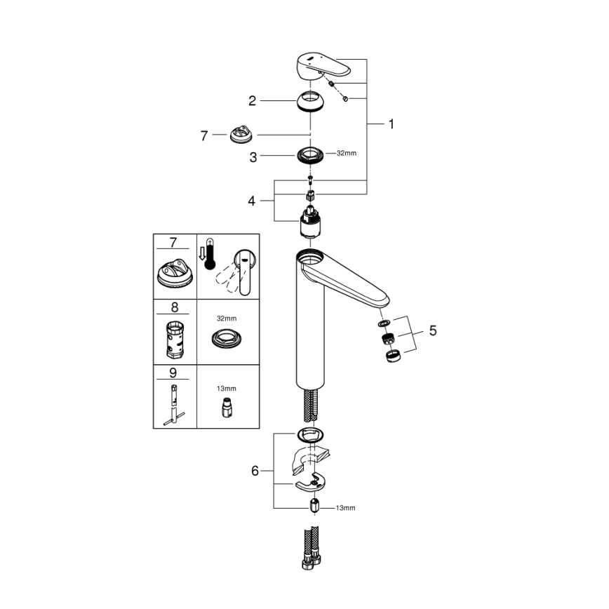 GROHE 23432000 - Wastafelkraan EURODISC COSMOPOLITAN maat XL, chroom