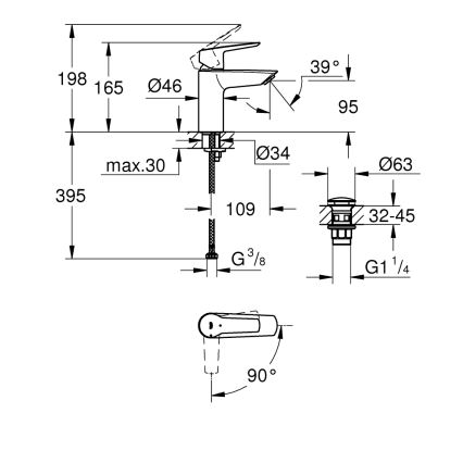 GROHE 23551002 - Wastafelkraan START maat S glanzend chroom