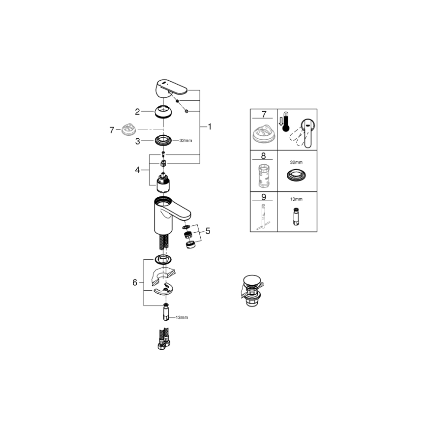 GROHE 23586000 - Wastafelmengkraan GET maat S glanzend chroom
