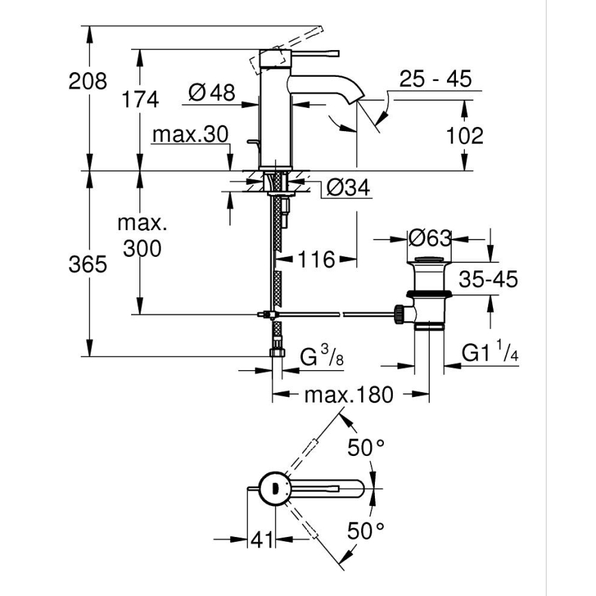 GROHE 23589GL1 - ESSENCE wastafelkraan DN 15 goudkleurig