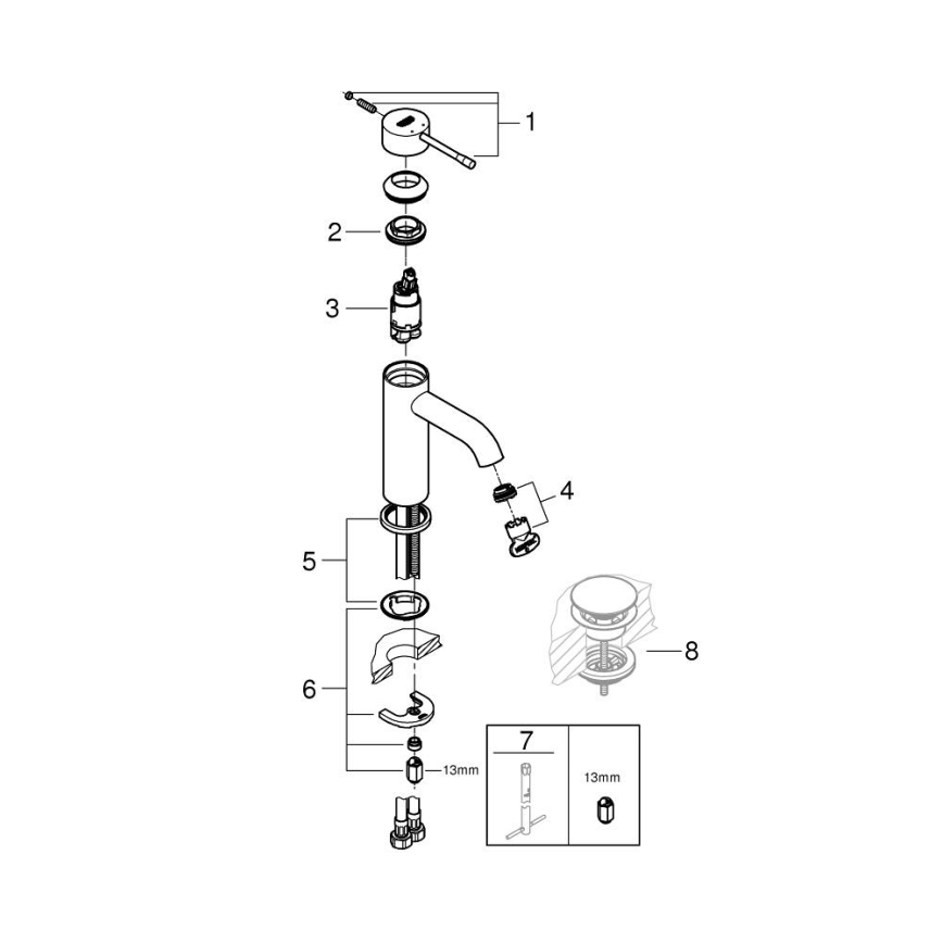 GROHE 23590DL1 - Wastafelkraan ESSENCE maat S koperkleurig
