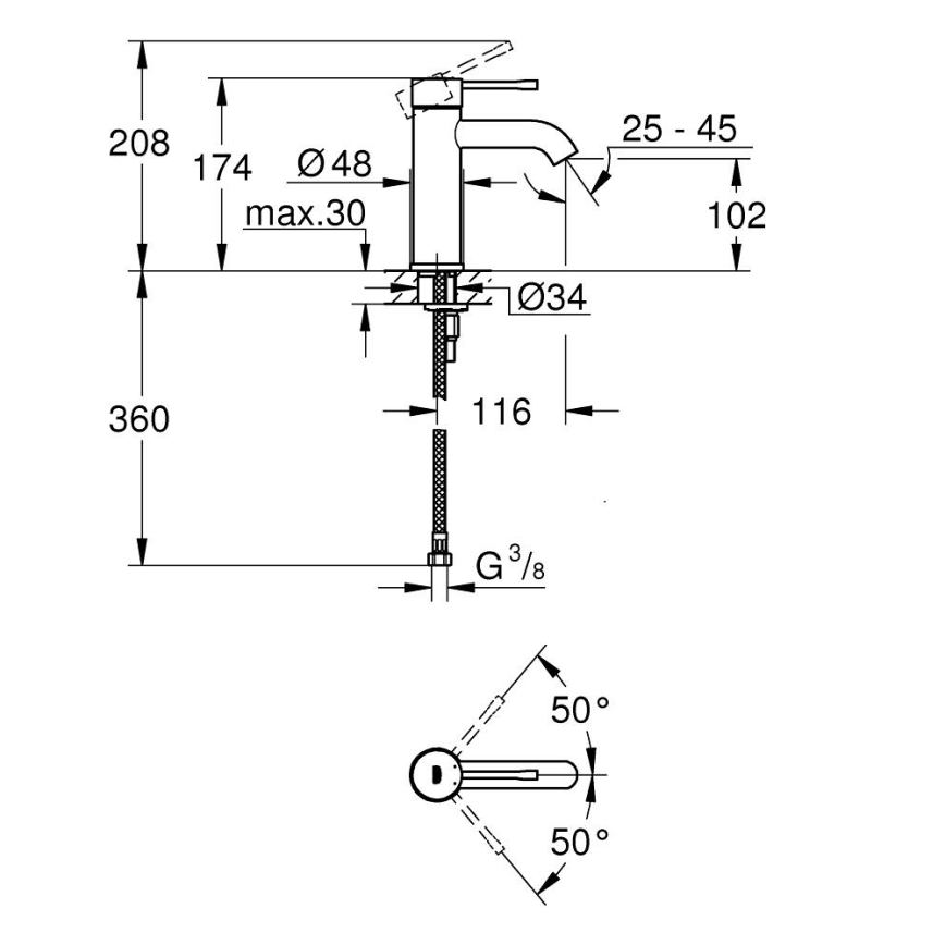 GROHE 23590DL1 - Wastafelkraan ESSENCE maat S koperkleurig