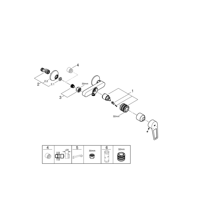 GROHE 23634001 - Douchemengkraan DN 15, glanzend chroom