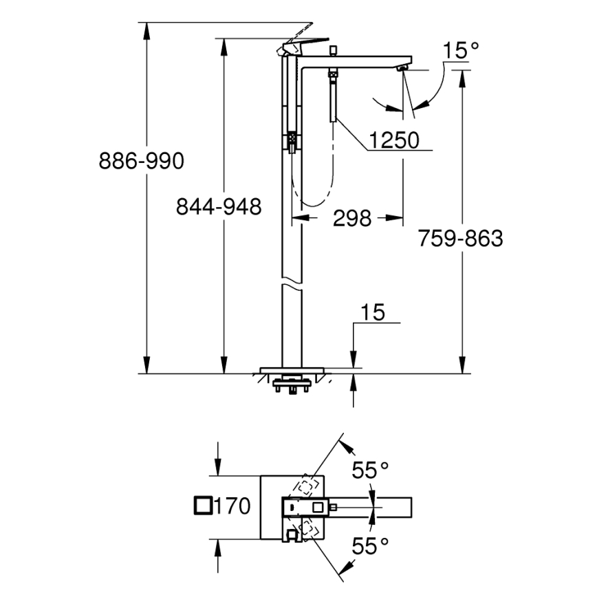 GROHE 23672001 - Badmengkraan EUROCUBE 298 mm glanzend chroom