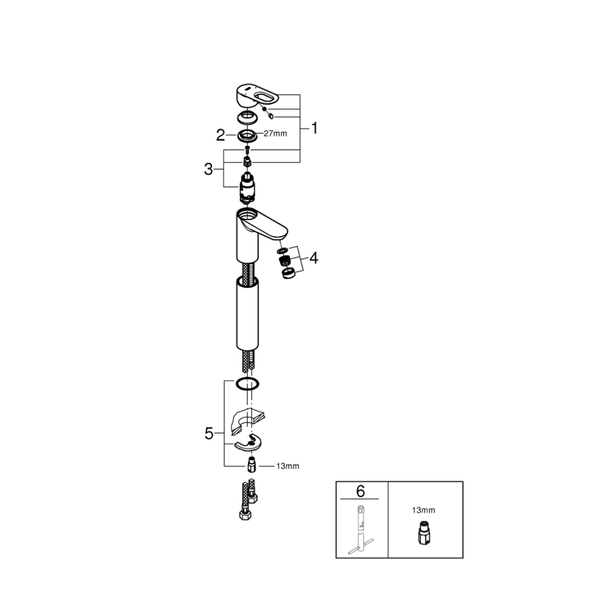 GROHE 23764000 - Wastafelkraan BAULOOP DN 15 glanzend chroom