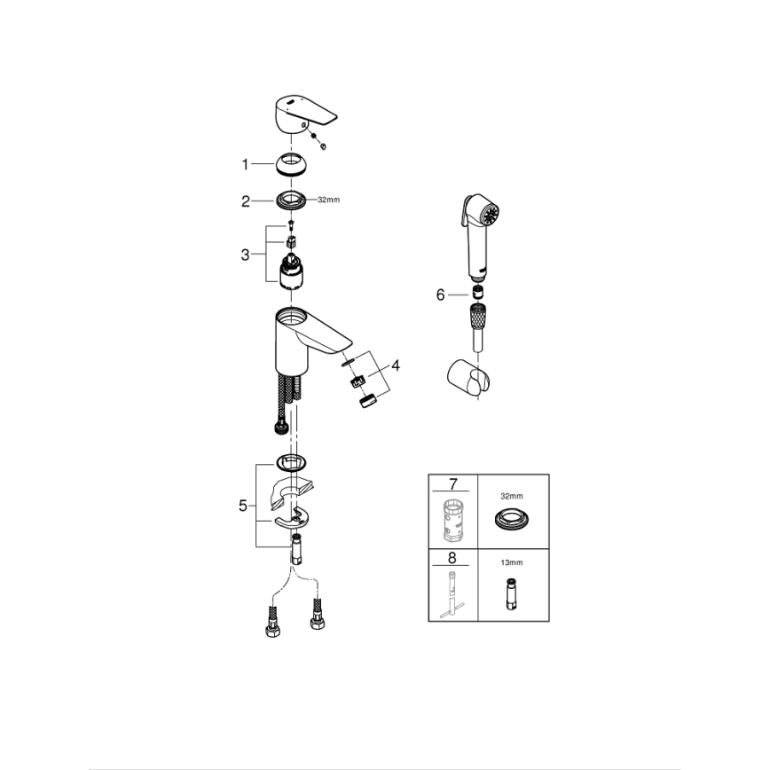 GROHE 23773001 - Wastafelkraan START EDGE maat S glanzend chroom