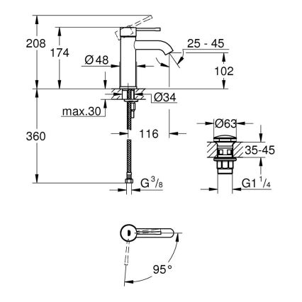 GROHE 23797001 - Wastafelkraan ESSENCE maat S glanzend chroom