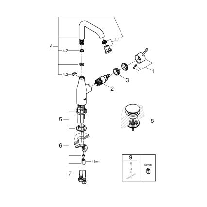 GROHE 23799001 - Wastafelmengkraan ESSENCE maat L glanzend chroom