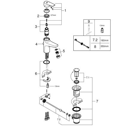 GROHE 23809000 - Wastafelmengkraan START FLOW DN 15 glanzend chroom