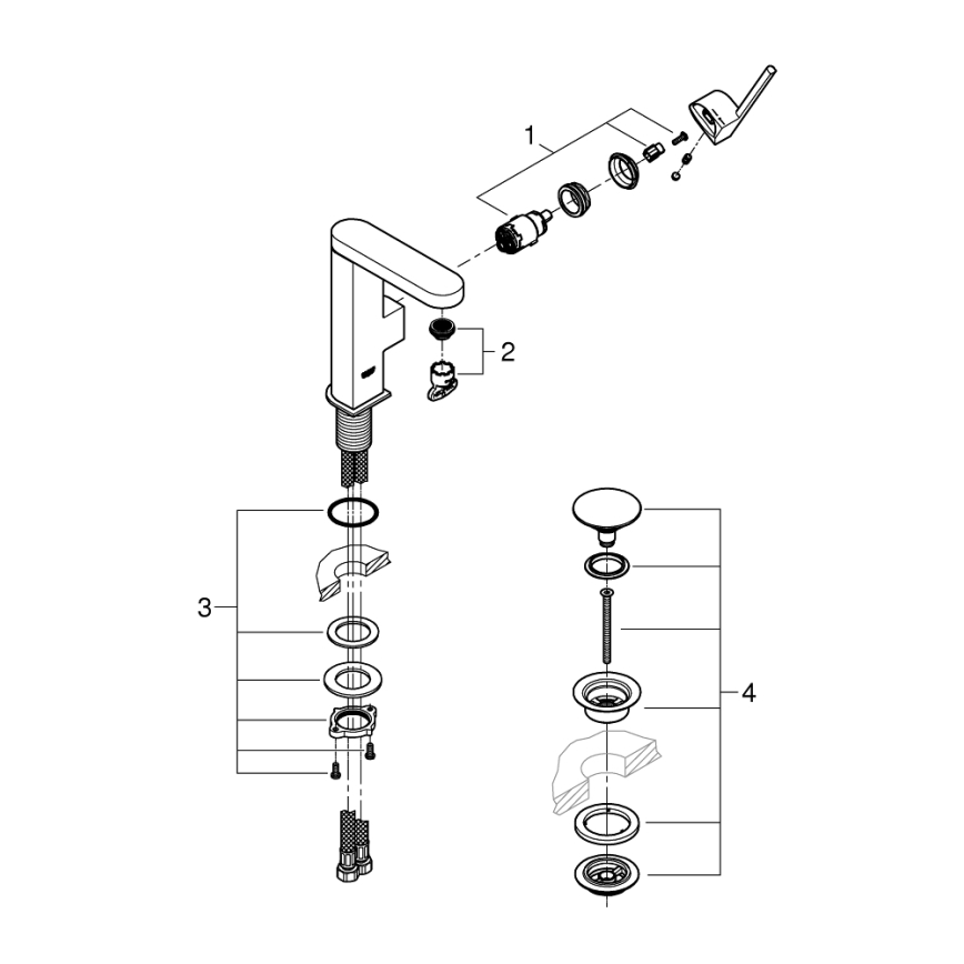GROHE 23872003 - Wastafelmengkraan PLUS M glanzend chroom