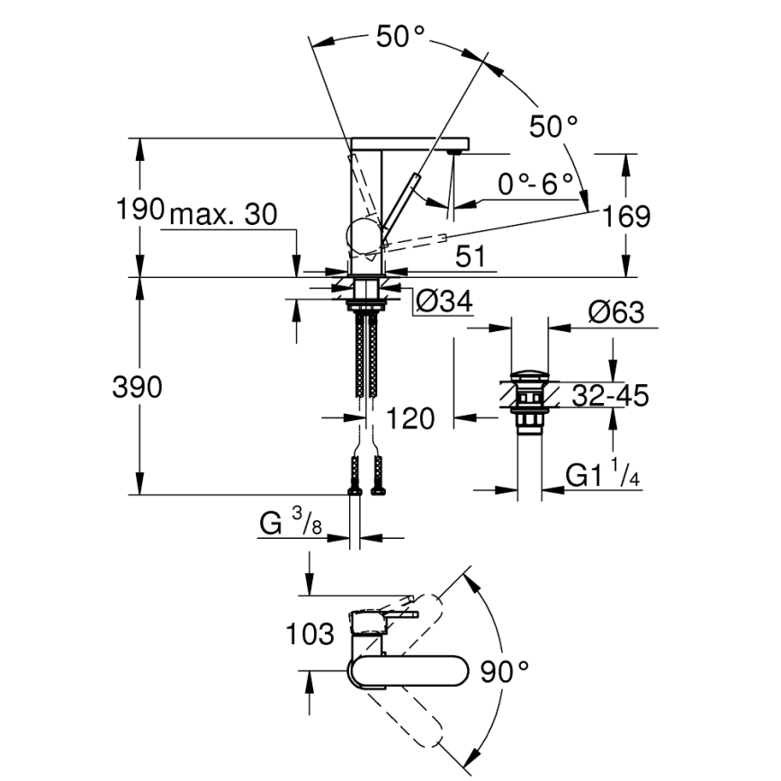 GROHE 23872003 - Wastafelmengkraan PLUS M glanzend chroom