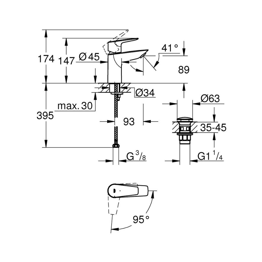 GROHE 23900001 - START EDGE wastafelkraan, maat S, glanzend chroom