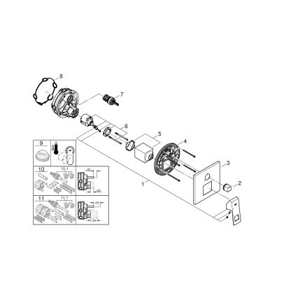 GROHE 24094000 - EUROCUBE mengkraan met 3-weg-omsteller, glanzend chroom