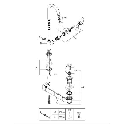 GROHE 24201001 - Wastafelkraan DN 15 maat L glanzend chroom