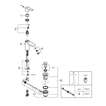 GROHE 242092432 - Wastafelmengkraan QUICKFIX START 165 mm zwart