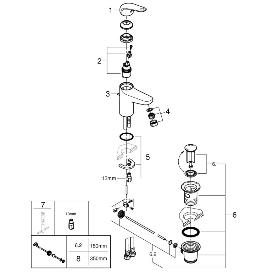 GROHE 24316001 - Wastafelkraan SWIFT DN 15 glanzend chroom