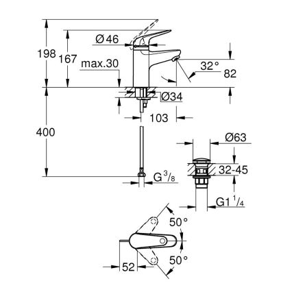 GROHE 24319001 - SWIFT wastafelmengkraan 162 mm glanzend chroom
