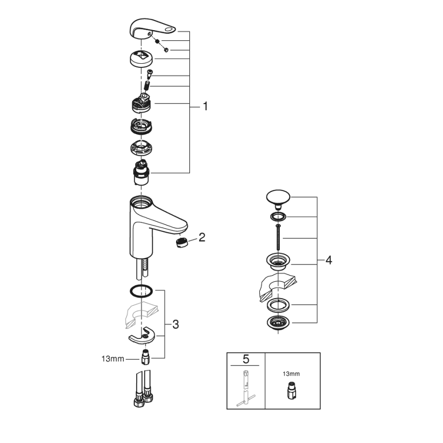 GROHE 24327001 - SWIFT wastafelkraan maat M, glanzend chroom
