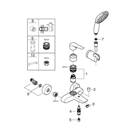 GROHE 25283002 - Badmengkraan met toebehoren DN 15 glanzend chroom