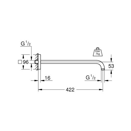 GROHE 26145000 - RAINSHOWER douchearm 422 mm, glanzend chroom