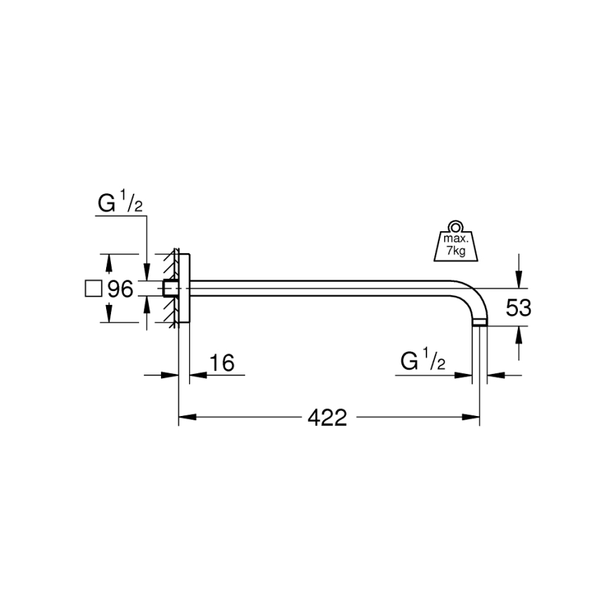 GROHE 26145000 - RAINSHOWER douchearm 422 mm, glanzend chroom