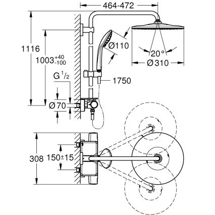 GROHE 26401001 - Douchesysteem VITALIO JOY SYSTEM 310 glanzend chroom