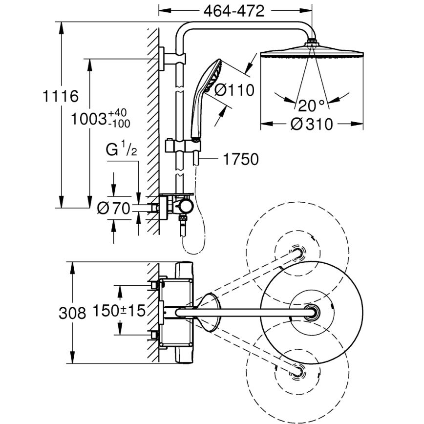 GROHE 26401001 - Douchesysteem VITALIO JOY SYSTEM 310 glanzend chroom