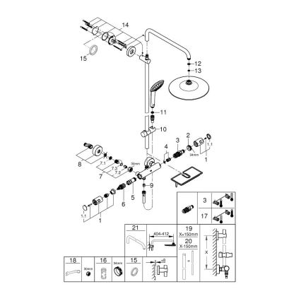 GROHE 26403001 - Douchesysteem VITALIO JOY 260 450 mm, glanzend chroom