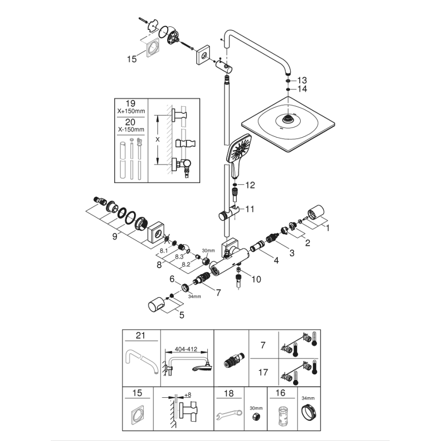 GROHE 26652000 - Douchesysteem RAINSHOWER SMARTACTIVE 310 450 mm glanzend chroom
