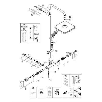 GROHE 266962431 - Douchesysteem VITALIO COMFORT 250 250 × 250 mm zwart