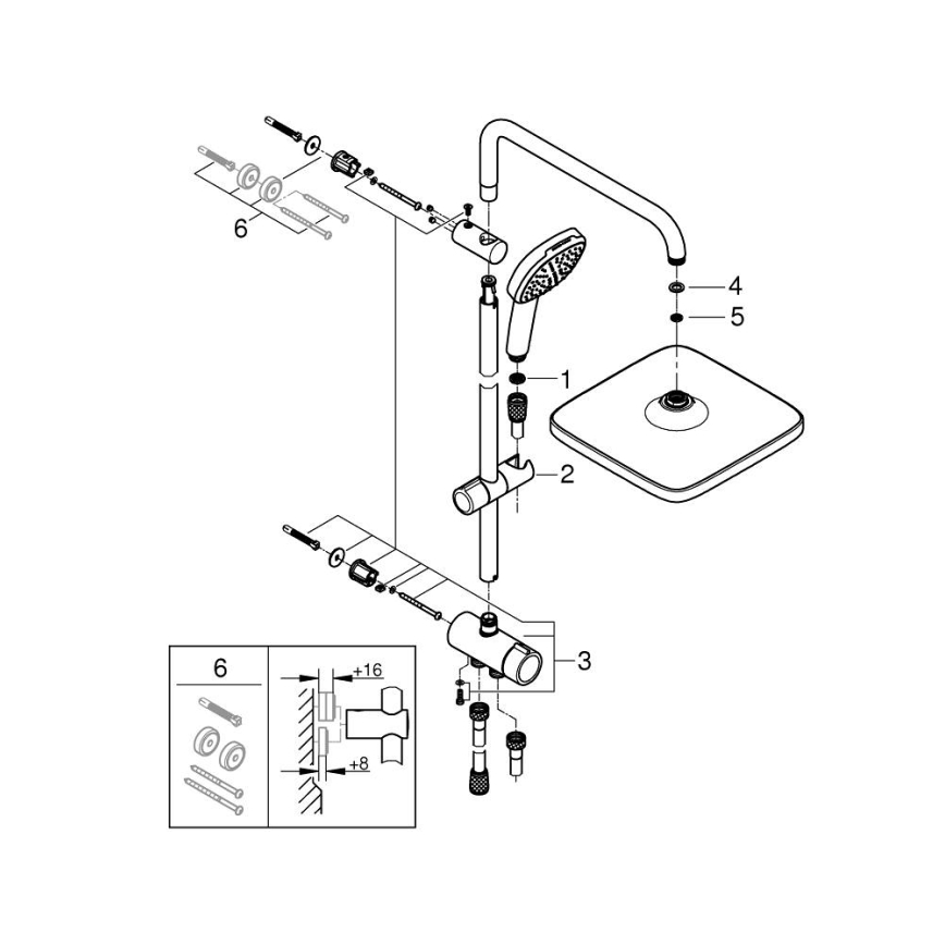 GROHE 266982431 - Douchesysteem VITALIO COMFORT 250 390 mm zwart