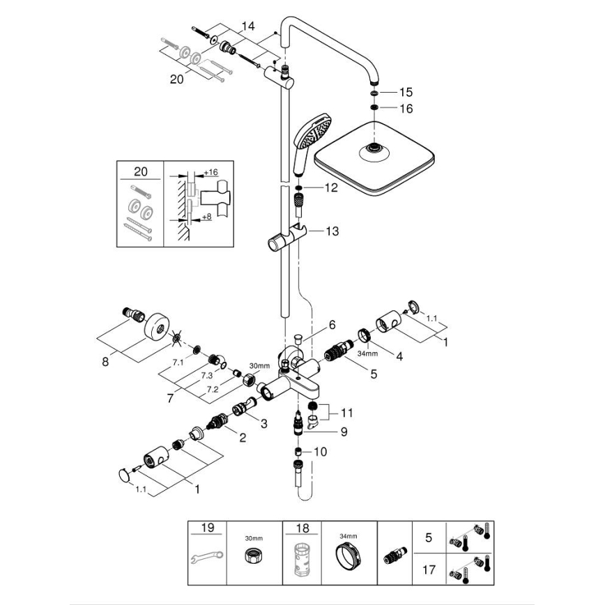 GROHE 26984001 - Douchesysteem VITALIO COMFORT 390 mm glanzend chroom