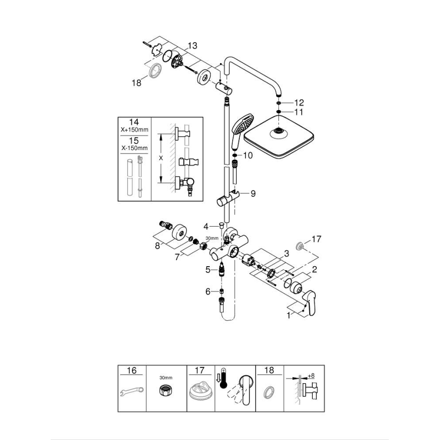 GROHE 26985001 - VITALIO COMFORT 250 douchesysteem, 250 × 250 mm, glanzend chroom
