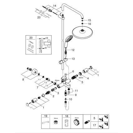 GROHE 26988001 - Douchesysteem VITALIO START SYSTEM 390 mm glanzend chroom