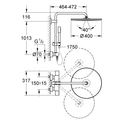GROHE 27174001 - Douchesysteem RAINSHOWER SYSTEM 400 450 mm glanzend chroom
