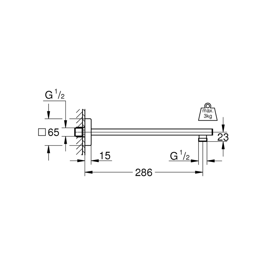 GROHE 27709000 - RAINSHOWER douchearm 286 mm glanzend chroom