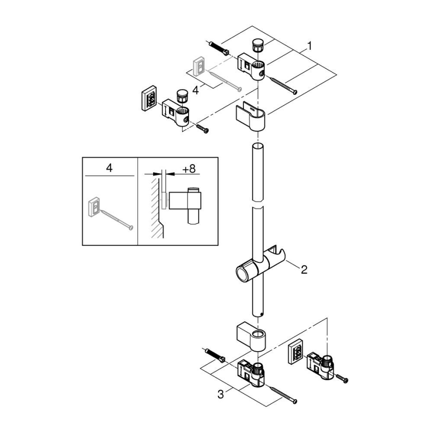 GROHE 27724001 - Douchestang VITALIO UNIVERSAL 600 mm glanzend chroom